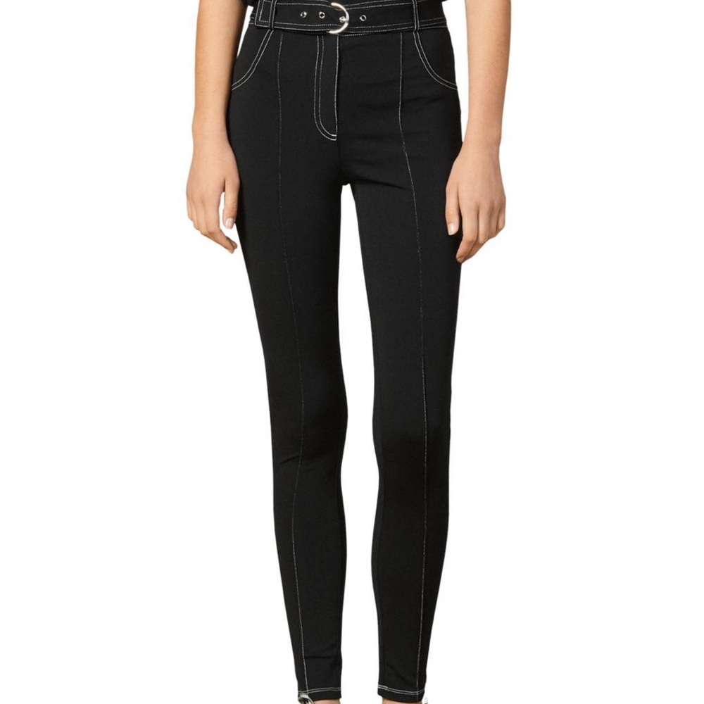 Sandro Black Contrast Stitch Skinny Pants XS/S 36